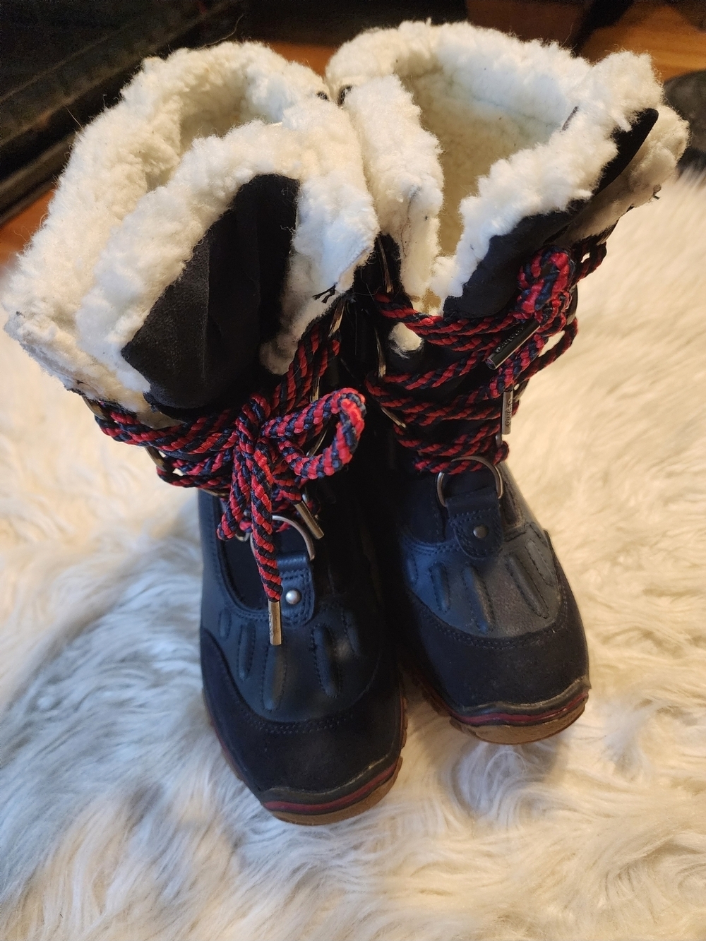 Navy Pajar Canada Alina Snow Fur Lined Lace Up Boots - Picture 9 of 14